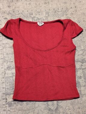 Cotton On Deep Red Scoop Neck Short Sleeve Top